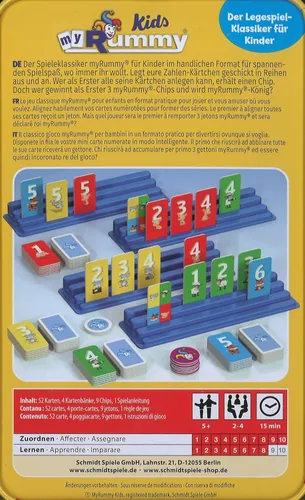 Vista 4 de Schmidt Spiele 51439 MyRummy Kids, Bring Me with Game in a Metal Tin, Colourful