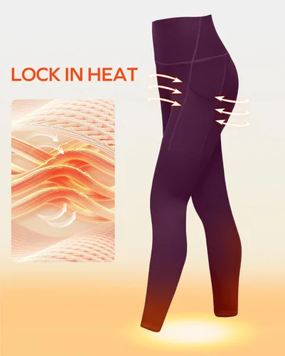 Vista 2 de Ewedoos Leggings térmicos de invierno con forro polar para mujer, con bolsillos, de cintura alta, para yoga, cálidos