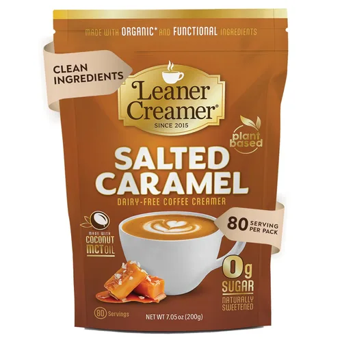 Vista 14 de Leaner Creamer Crema de café a base de plantas con aceite MCT, 0.00 oz de azúcar, apta para Keto, sin lácteos, crema de coco en polvo, crema de café
