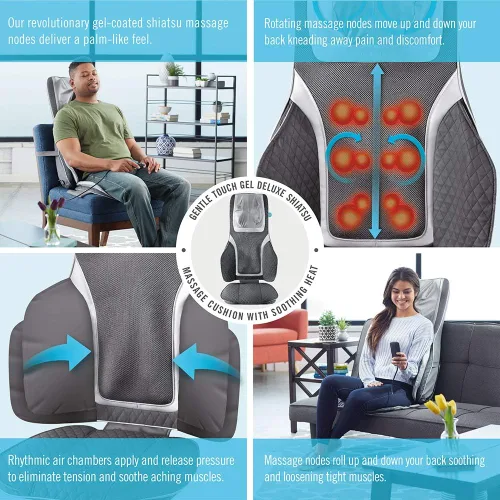 Vista 7 de Homedics Gentle Touch Gel Deluxe Shiatsu cuello, hombros y espalda masaje cojín con calor