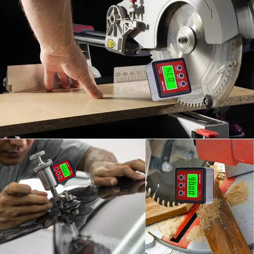 Vista 5 de Caja de Nivel Digital Medidor de Ángulo Transportador Inclinómetro Caja Biselada con Base Magnética y Retroiluminación LCD Grande, Calculando