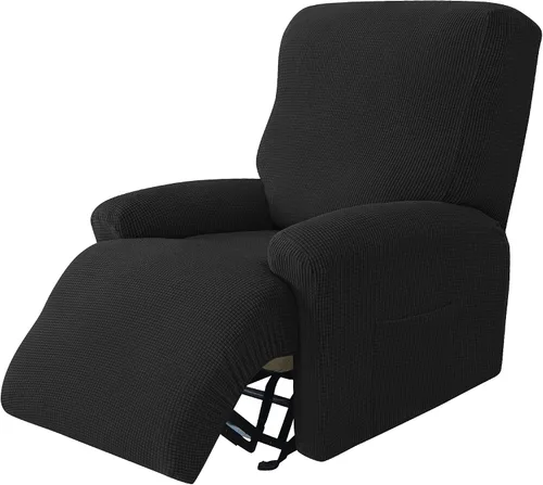 Vista 18 de CONRUSER Funda elástica para sillón reclinable, 4 piezas, funda gruesa para sofá de un solo asiento, funda de jacquard suave para sillón reclinable