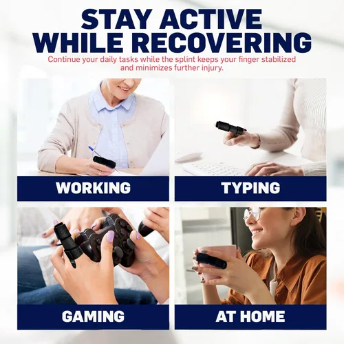 Vista 6 de Soporte de férula para dedos (paquete de 2) para alivio del dolor de dedos en el dedo, artritis de dedos y dolor de dedos – Soporte de compresión