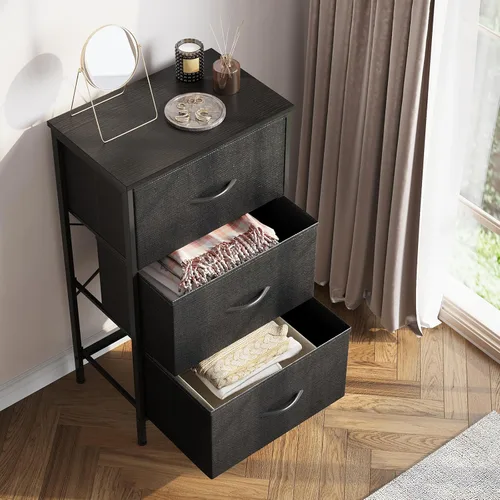 Vista 6 de AODK Cómoda para Dormitorio, Mesita de Noche, Cajonera Pequeña, Mesa de Centro para Sala de Estar, Cómoda de Armario con 3 Cajones Organizador