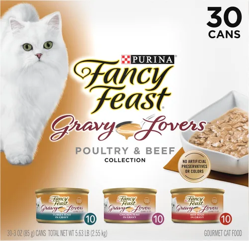 Vista 13 de Purina Fancy Feast, Paquete de comida gourmet húmeda para gatos, (24), 3 oz en latas, 0