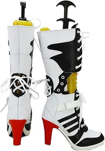 Vista 2 de Botas de piel sintética para mujer, para cosplay, Halloween, color blanco 3.6 pulgadas
