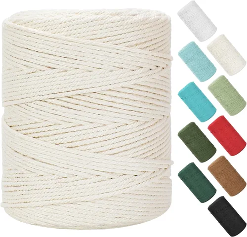 Vista 17 de Cuerda de macramé de 0.079 in x 220 yardas (656 pies), cuerda de algodón natural para colgar en la pared, ganchos de plantas, manualidades, Verde