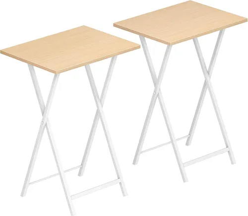 Vista 12 de HOOBRO BK25BZ01 - Mesas plegables para TV, juego de 2 mesas auxiliares para espacios pequeños, escritorio industrial para comer en el sofá, marco