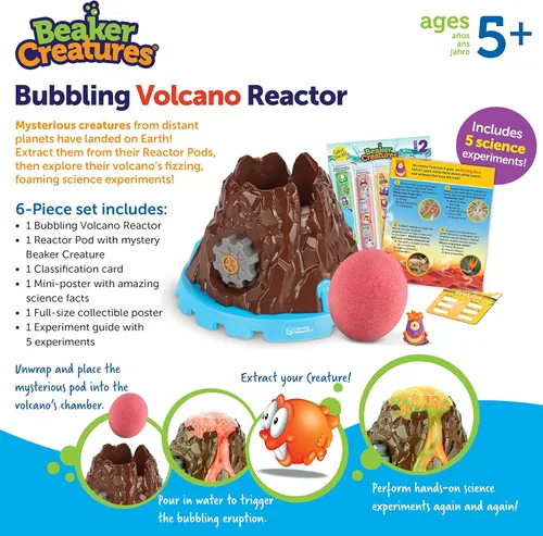 Vista 6 de Learning Resources Beaker Creatures Bubbling Volcano Reactor - Kits de ciencia para niños de 5 años en adelante, juguetes STEM para niños