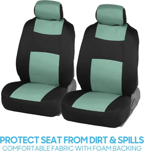 Vista 3 de BDK PolyPro - Juego completo de fundas de asiento de auto en menta sobre negro – Fundas de asiento delantero y trasero divididas para auto