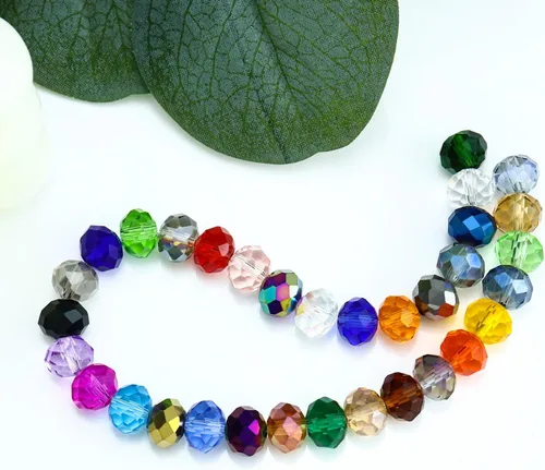 Vista 5 de Dowarm 300 cuentas Briolette de cristal de 0.236 pulgadas, con forma de diamante, multifacéticas, negras, para fabricación de joyas y manualidades