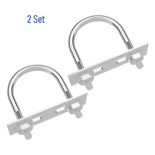 Vista 4 de 2 juegos de pernos en U redondos de acero inoxidable 304 de 0.47 pulgadas de ancho interior de 1.18 pulgadas de longitud M6 con tuercas, placa