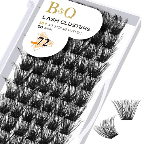 Vista 14 de B&Q Racimos de pestañas finas completos B49, racimos de pestañas 156 piezas, extensiones de pestañas cómodas en bandeja, 8-18 mm, pestañas