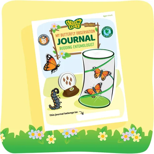 Vista 6 de Kit de jardín de mariposas Insect Lore con orugas vivas – Cría 10 mariposas Painted Lady - Actividad de aprendizaje STEM, hábitat con diario