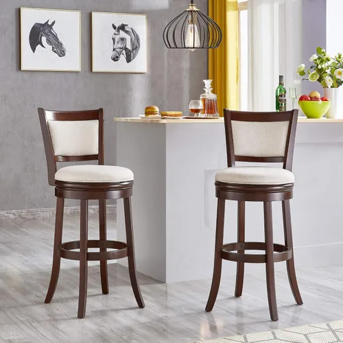 Vista 62 de Ball & Cast Taburetes giratorios tapizados para mostrador de cocina, taburetes de bar de 24 pulgadas de altura del asiento, silla de taburete