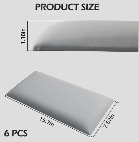 Vista 2 de Paneles tapizados para cabecero, 6 paneles de 7.8 x 15.7 pulgadas, paneles acolchados de pared para niños, cabecero de cama 3D anticolisión montado