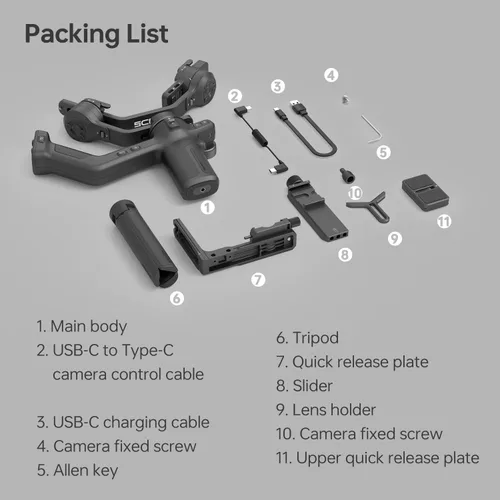 Vista 8 de FeiyuTech SCORP-C2 Estabilizador cardán de 3 ejes con seguimiento de IA para cámaras DSLR, sin espejo y Vlogging, carga útil de 7.72 lb (3.5 kg)