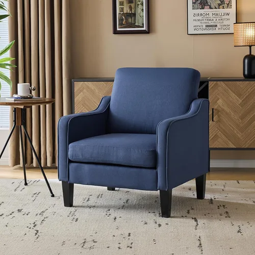 Vista 40 de VINGLI Silla decorativa moderna de mediados de siglo, sillas decorativas de tela beige para sala de estar, sillón tapizado, sofá con brazos