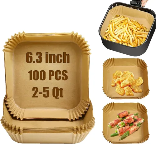 Vista 8 de Forros pequeños desechables para freidora de aire compatibles con COSORI Air Fryer 2.1 Qt, 175 piezas de papel de pergamino no blanqueado