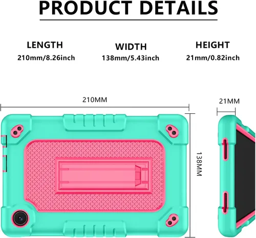 Vista 8 de Funda protectora para tablet TCL Tab 8 Plus, correa para el hombro, silicona suave y parte trasera dura, a prueba de golpes, para TCL Tab 8 Plus/TCL