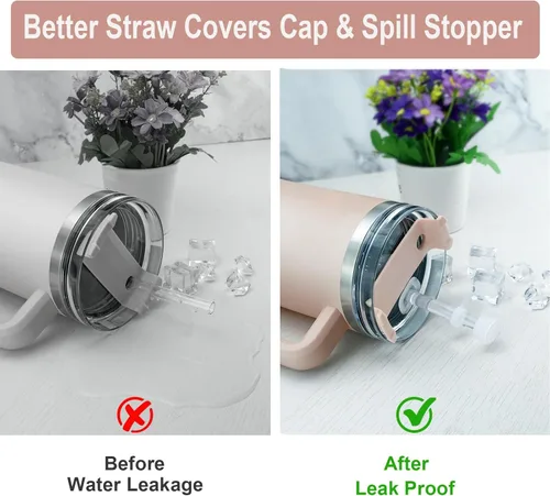 Vista 3 de Stanley Cup - Juego de tapones para popote compatible con Stanley Cup de 40 onzas, 30 onzas, Quencher H1.0, 2 tapas de silicona para popotes, 4