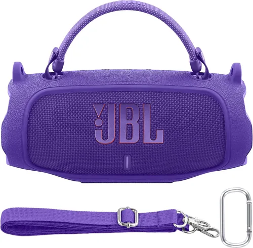 Vista 18 de Funda de silicona compatible con JBL Charge 5 Altavoz Bluetooth portátil impermeable (Cubierta de silicona negra)
