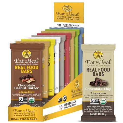 Vista 14 de EatToHeal Barra de comida real de mantequilla de maní, barras orgánicas veganas saludables con alto contenido de proteínas, reemplazo de comidas