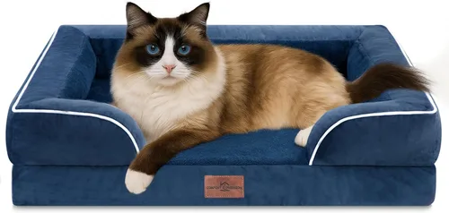 Vista 159 de Comfort Expression - Cama ortopédica para perros medianos de 30x20 pulgadas, cama impermeable de espuma de huevera para mascotas medianas