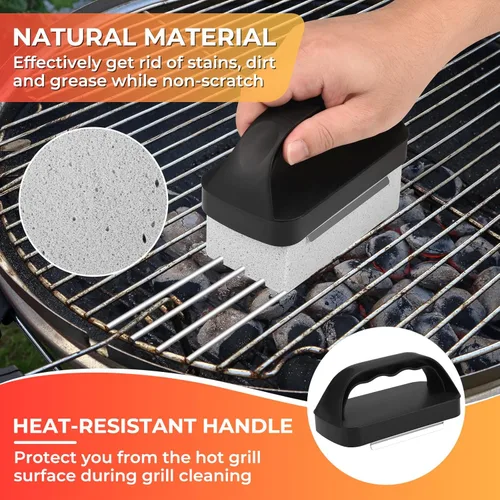 Vista 4 de Kit de limpieza de plancha para Blackstone, accesorios para parrilla plana, juego de herramientas de limpieza con piedra para parrilla, raspador