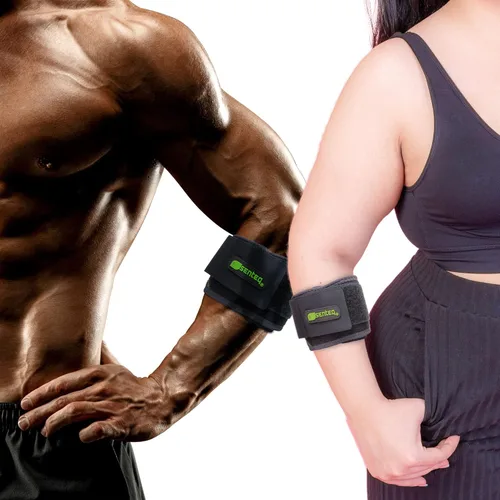 Vista 13 de SENTEQ Codera de Tenis Negra: Banda de Brazo para Codo de Tenista, Codo de Golfista y Soporte de Antebrazo, Envolturas y Correa de Neopreno, Coderas