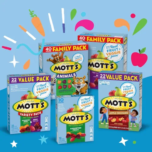 Vista 8 de Mott's Snacks con sabor a frutas, frutas variadas de animales, aperitivo sin gluten, paquete familiar, 40 unidades, 32 onzas