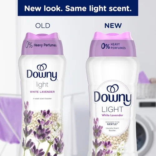 Vista 2 de Downy Light - Cuentas potenciadoras de aroma de lavandería para lavadora, aroma de lavanda blanca, 13.4 onzas, sin perfumes fuertes