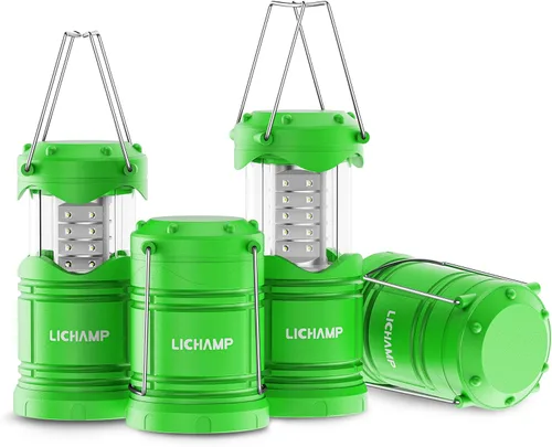 Vista 11 de Lichamp Paquete de 4 linternas LED para acampar, luces de campamento con pilas, linterna plegable LED, kit de suministros de emergencia portátil