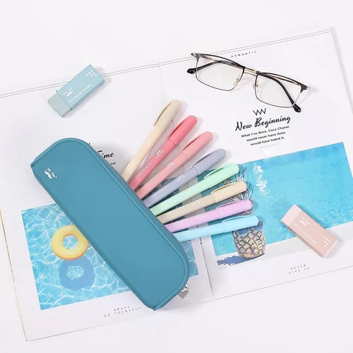 Vista 7 de Mr. Pen Estuche de silicona para lápices, estuche verde azulado, estuche estético para lápices para mujeres, bolsa de maquillaje