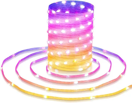 Vista 9 de 33 pies de luces de cadena de Navidad que cambian de color, 100 luces LED parpadeantes de hadas impermeables con más de 200 modos de escena