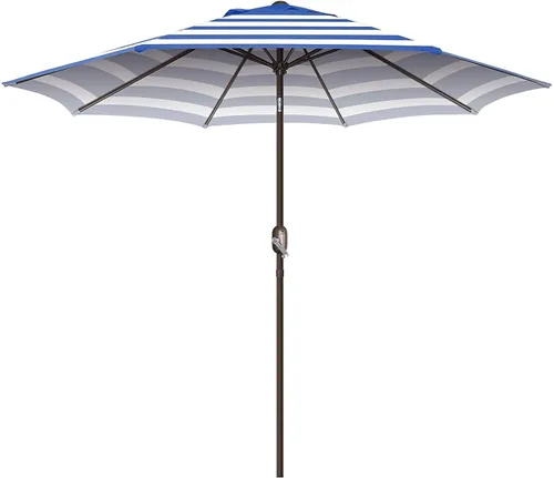 Vista 6 de Sombrilla de patio de 7.5 pies/9 pies, sombrilla de piscina con protección UV con poste resistente, sombrilla para exteriores con botón