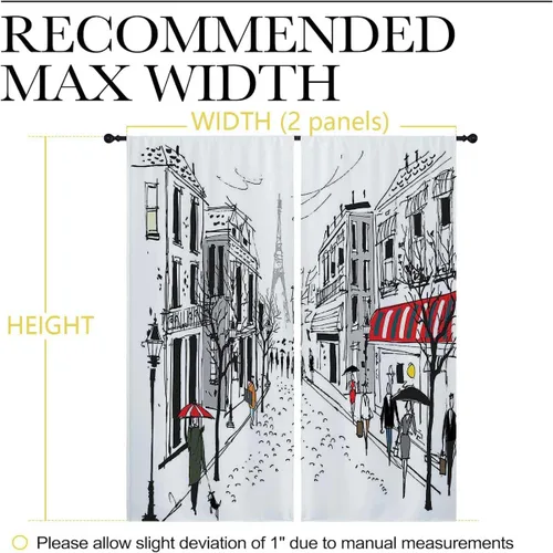 Vista 4 de Paris - Cortina opaca para ventana pequeña, con bolsillo para barra, para puerta, 72 pulgadas de ancho por 85 pulgadas de largo