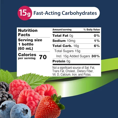 Vista 3 de TRUEplus® Glucose Shots 6 botellas - Bayas mixtas