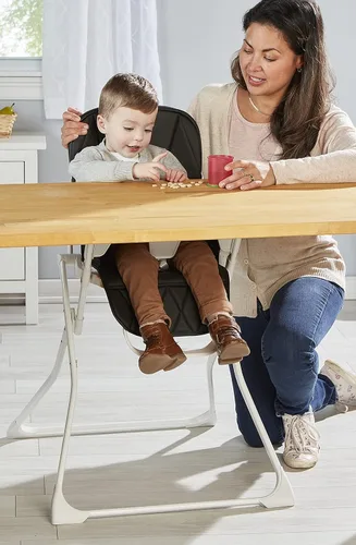 Vista 8 de Primo PopUp - Silla alta plegable para bebé de 6 a 36 meses, silla alta plegable negra estilo playa con bandeja extraíble apta para lavavajillas