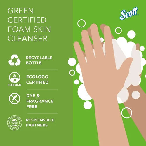 Vista 9 de Scott Professional Jabón de manos de espuma con certificación verde (91591), 1.2 L, espumoso, transparente, sin fragancia añadida, Ecologo