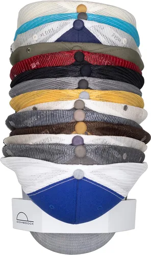 ¡El ORIGINAL DomeDock! Estante de pared patentado, fabricado en Estados Unidos, con capacidad para 20 gorras de béisbol. Sistema compacto de Blanco