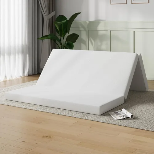 Vista 14 de Novilla Colchón plegable, colchón triple de espuma cómoda de tamaño individual con funda de diseño de nube, colchón plegable de 4 pulgadas
