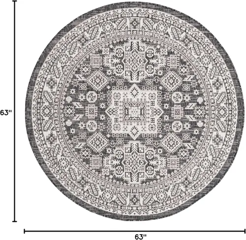 Vista 361 de Unique Loom Outdoor Aztec Collection Alfombra de área - Chalca (10 pies, redonda, azul/marfil)