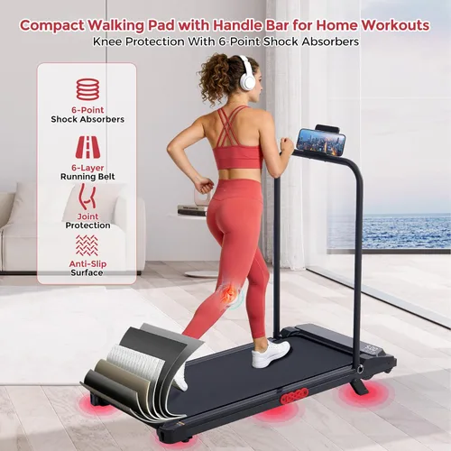 Vista 9 de MCRG Walking Pad Treadmill with Incline, 2026 Upgrade Portable Walking pad Treadmill with Handle Bar, 0.6-7.6MPH Small Treadmills Walking Pad for