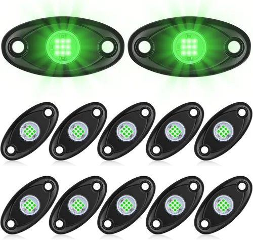 Vista 10 de Macarrie 12 Pods Luces LED Rock para Coche SUV Luces Underglow Impermeables Neón Trail Rig Lámpara Iluminación para Camión Motocicleta Barco ATV UTV