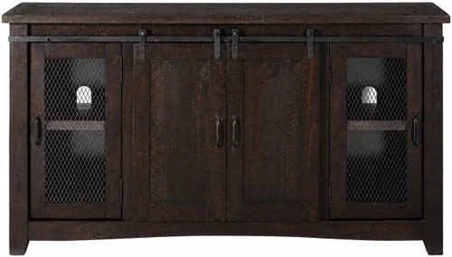 Vista 11 de Martin Svensson Home, mueble para TV Santa Fe de madera maciza, 65", negro antiguo y pino envejecido con aspecto desgastado
