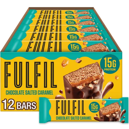 Vista 9 de FULFIL - Barras de proteína con sabor a maní con caramelo y chocolate, sin gluten, 15 g de proteína, básicas de despensa, 12
