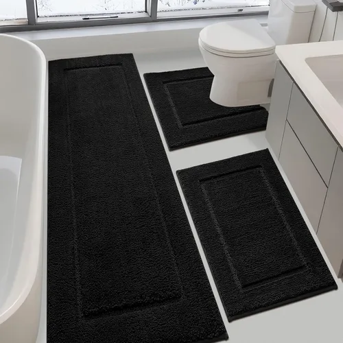 Vista 34 de Alfombras de baño de 24 x 17 pulgadas, microfibra extra suave y absorbente, parte trasera antideslizante, secado rápido, lavable a máquina, tapetes