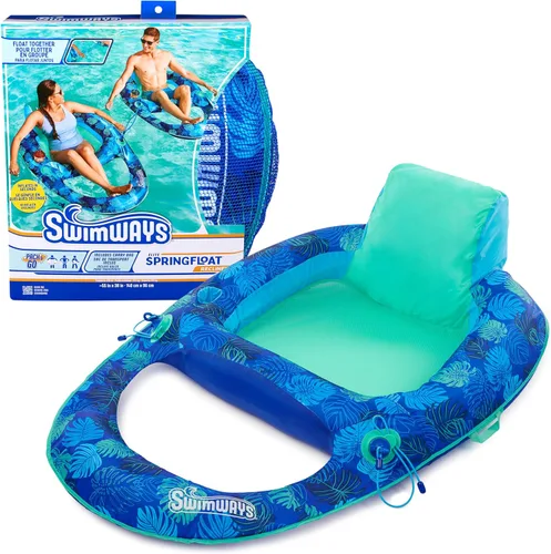 Vista 11 de Swimways Elite Spring Float Hamaca Tumbona de piscina, flotadores inflables de piscina para adultos con inflado rápido, hamaca de piscina