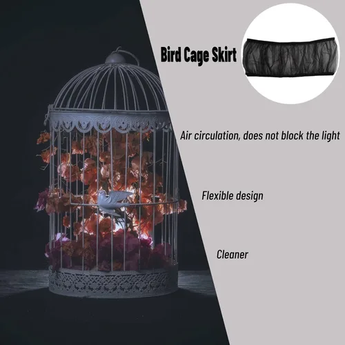 Vista 4 de Hakeeta Falda de jaula para pájaros, atrapa semillas de pájaros de malla, cubierta de red aireada, falda ventilada de nailon suave, atrapa semillas